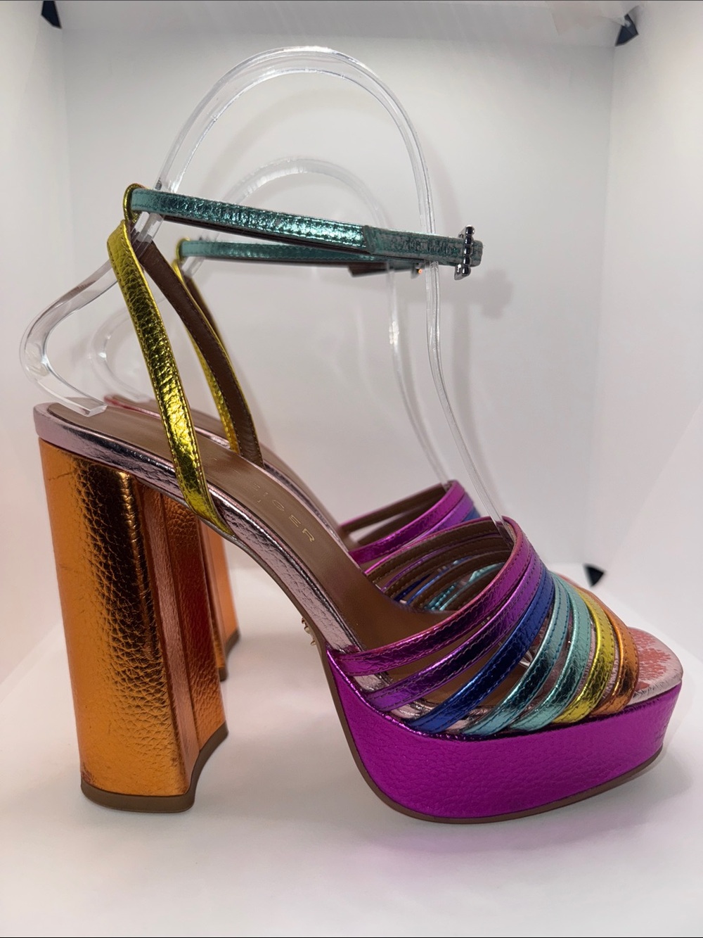 Kurt Geiger Metallic Rainbow Multi-Color Platform Heels